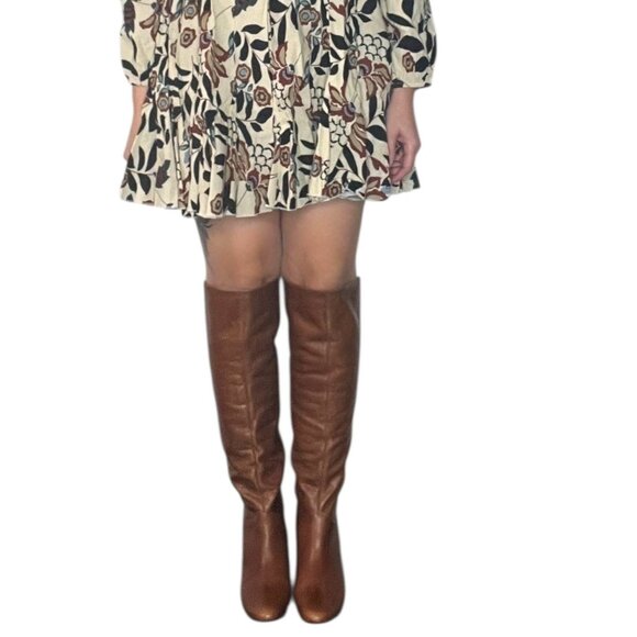 Steven Steve Madden Intyre Over the Knee Boots Leather Cognac Brown Wedge Heel 8 - Picture 3 of 16